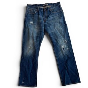 Gap Mens Straight Fit Distressed Dark Wash Jean Size 36 x 32